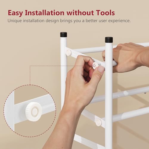Tajsoon Expandable Shoe Rack for Closet 3 Tier, 28“-41“Adjustable & Stackable Shoe Shelf Storage, Metal Shoe Rack Organizer for Front Door Entrance, Closet, Garage, Entryway, White - color: White, size: 3 Tier