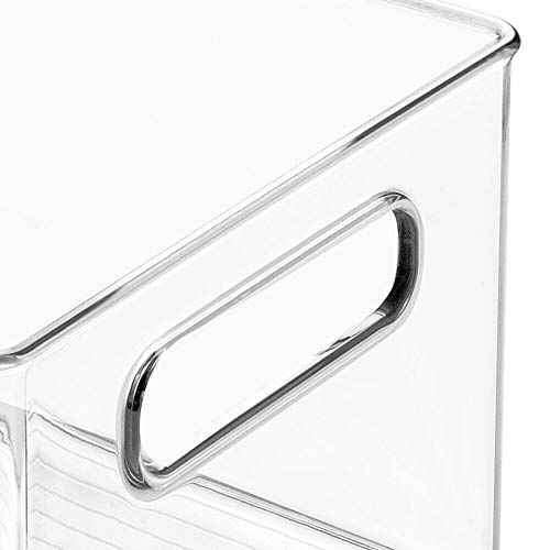 mDesign Plastic Bathroom Storage Container Bins w/ Handles - Closet, Cabinet, Vanity, Cupboard Shelf Organization, Hair Tools Accessory Organizer - Ligne Collection; Clear, 14.6x8.1x6 (Pack of 4) - size: 14.6 x 8.1 x 6 (Pack of 4)