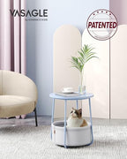 VASAGLE LILEA Collection - Small Round Side End Table, Modern Nightstand with Fabric Basket, Pale Blue and Ice Blue ULET223Q62 - color: Pale Blue + Ice Blue, size: Round + 1 pack
