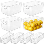 Hudgan Pantry Organizers Storage, Set of 8 Clear Organizer Bins 4 Large and 4 Small Stackable Storage Containers for Fridge Freezer, Kitchen Cabinet, Under Sink - size: 4S+4L