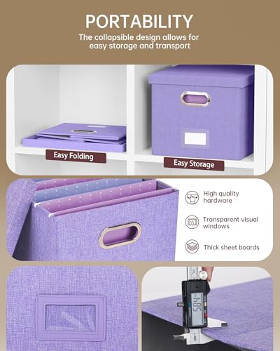 Oterri File Organizer, File Box, File Cabinet for Letter File Folder Storage, Hanging File Organizer for Office/Decor/Home,Document Organizer, 1 Pack, Lavender-Box Only - color: Lavender, size: 1 pack