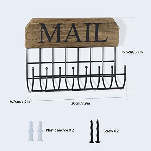 SRIWATANA Rustic Mail Holder Organizer, Key Holder Wall Mount Mail Sorter for Hallway Foyer and Home Decoration - Carbonized Black - style: Medium