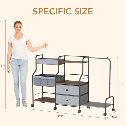 BBLIKE Diaper Caddy Organizer with Hanging Rack - 3 Tier Rolling Utility Cart with Drawers and Dividers for Baby Bottle Storage - Bedside Cart for Changing Station, Crib, Nursery, Bedroom, Gray - color: Grey