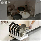 Pot and Pan Organizer under Cabinet Pull Out,Pot Lid Holder for Kitchen, Cookware Storage Rack with Slide Rails,Slide-out Drawer, White