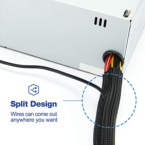 JOTO 1 Pack Cable Management Sleeve, 26 Feet Cord Organizer System with Zipper for TV Computer Office Home Entertainment, Flexible Cable Sleeve Wrap Cover Wire Hider System -Black - color: Black, size: 1 Pack, 26 Feet