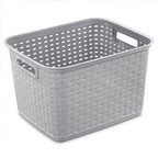 Sterilite 6-Pack Tall Weave Basket, Woven Plastic Storage Baskets for Organization, Cement Gray - Organizing Bin Containers with Handles for Bedroom, Bathroom, Dorm, Laundry Room, and Closet - size: 6 Pack