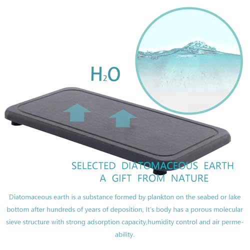 NiuYichee 2 Pcs Water Absorbing Stone Trays, Kitchen/Bathroom Sink Soap Dish, Diatomite Tray Used for Hand Soap & Cosmetic Bottles in The Modern Home, 4" W x 8.3" L, Dark Gray - color: Dark Gray, size: 8.3" x 4" with groove