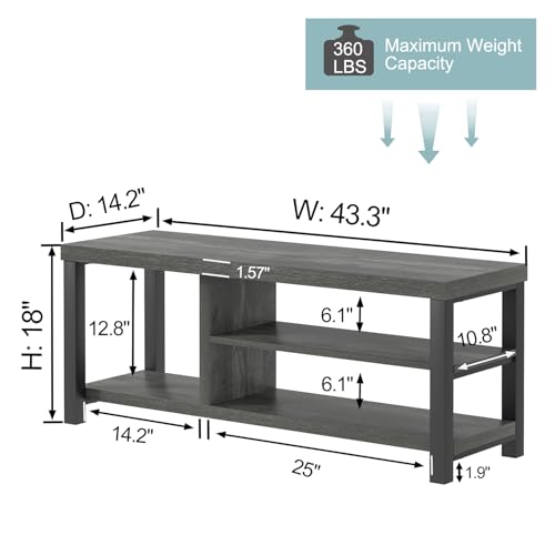 EXCEFUR Industrial Entryway Bench, Rustic Indoor Shoe Boot Storage Bench Seat for Living Room, Grey - color: Grey, size: 3-Tier