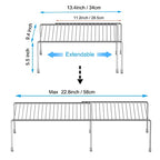 iPEGTOP Expandable Kitchen Cupboard Organiser, 2-Piece Adjustable Freezer Cabinet Storage Wire Shelf Rack Rustproof Metal Shelves Space Saver for Countertop Pantry Drawer Utensils - color: Chrome