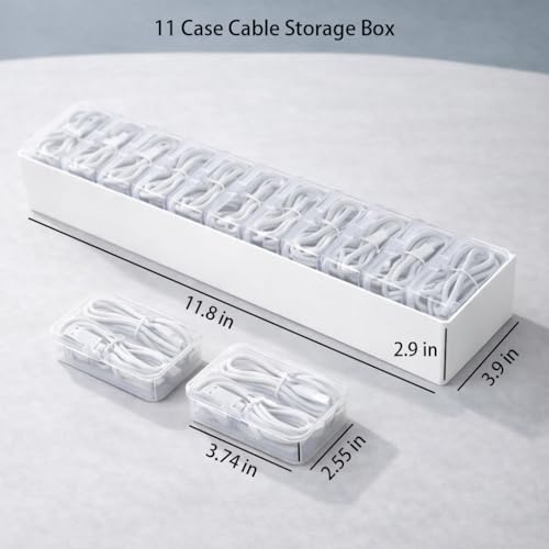 KUGUA 2 Pack Cable Organizer Box Set with 7 and 11 Clear Cases for Charging Cables, Chargers, Earphones and Small Accessories, Includes Cable Ties and Labels for Home, Desk and Drawer