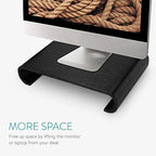 Navaris Wood Monitor Stand Riser - Computer Desk Organizer Desktop Dock Wooden Mount Display for PC TV Screen Notebook Laptop - Oak with Black Stain - style: oakwood black