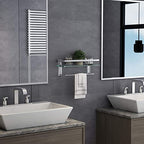 VOLPONE Glass Shelf with Towel Bar 15.7in Silver Bathroom Shelf Wall Mount Rustproof Bathroom Wall Organizer 1 Tier (Silver) - style: 1 tier with towel bar silver