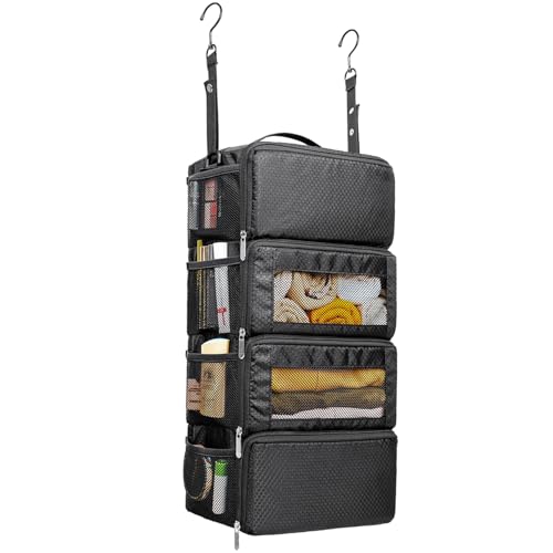 Suitcase Organizer, Travel Luggage Organizer Hanging Shelves Packing Cube Closet/Collapsible Portable Travel Organizer for Carry-on - color: Carbon-S-4 Tier, size: Small