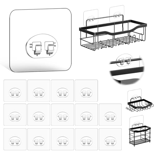 Shower Caddy Adhesive Single Hooks for Replacement, Shower Holder Organizer Self Adhesive Wall Hooks for Bathroom Corner Shelf Basket Soap Dish (Transparent-14Pack 1 Hooks) - color: Transparent-14Pack 1 Hooks