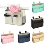 Bedside Storage Organizer Bag Phone Book Magazine Holder Pockets Hanging Storage Bag Sofa Side Pouch Bag(Pink) - color: Pink