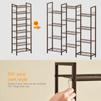 usikey 8 Tiers Narrow Shoe Rack 16-24 Pairs, Sturdy Metal Tall Shoe Rack with 4 Hooks, Slim Shoe Storage Organizer with Metal Shelf, Space Saving Vertical Shoe Shelf for Entryway BronzeUNYXJX016A - color: 8 Tier ( 17.9 X 11 X 55.5 Inches)-bronze
