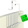 Menz Set of 10 Over The Door Hooks - White Coat Hanger, 2-Sided Towel Holder fits 1 3/8" & 1 3/4" - Hooks for Hanging with Anti-Scratch Felt Pads, Wreath Hanger with Removable Sticky Non-Slip Dots - color: White