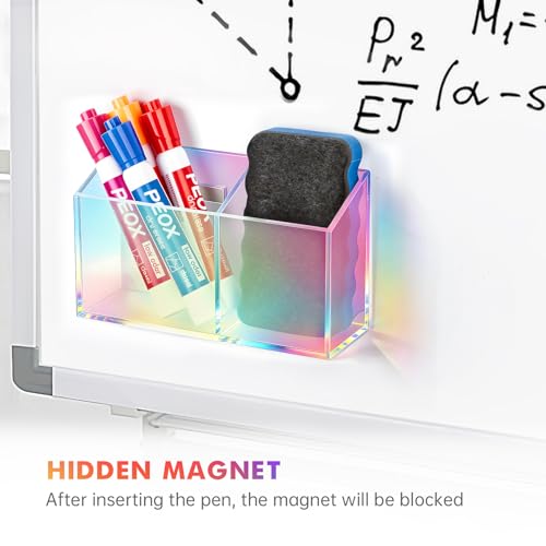 BEYGORM Magnetic Dry Erase Marker Holder for Whiteboard,Non-slip Acrylic Magnet Pen Holder for Fridge Refrigerator,Locker Organizer for Work,Locker Accessories,Pencil Cup for Desk(Colorful) - color: Colorful