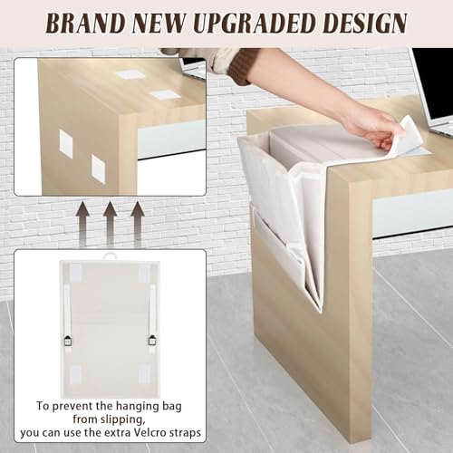 Bedside Caddy Bedside Storage Organizer Bedside Organizer with Power Strip Holder and 2 Adjustable Straps for Home Bunk Bed College Dorm Sofa (White) - color: White