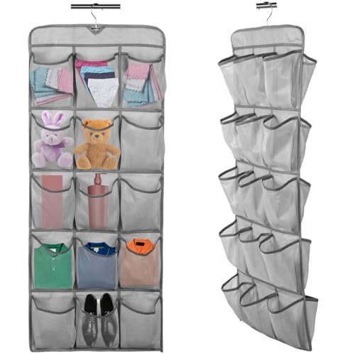 1Pc 30 Large Pockets Dual Sided Hanging Shoe Organizer for Closet Shoe Storage Shelves with 360 Rotating Hanger Space Saving Storage Bag Hanging Shoe Rack for Bedroom Laundry Room,Gray - color: Grey 1PC