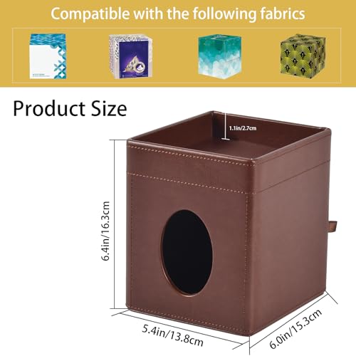 Tissue Box Cover Square Tissue Box Holder PU Leather Facial Tissues Organizer with Storage Tray for Bathroom Vanity Bedroom Office Car,Stylish Napkin Caddy Decorative Organizer (Brown) - color: Brown