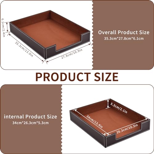 Leather Letter Tray, Office Supplies Desk Organizer for Mail Paper Files Magazines Jewelry Cosmetics,Luxury Letter Holder&Multipurpos Stackable Office Desktop Storage Box,Coffee - color: Coffee