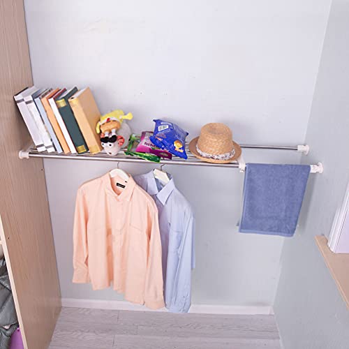 Hershii Expandable Tension Closet Shelf Rod Telescopic Stainless Steel Storage Rack Heavy Duty DIY Organizer Divider for Wardrobe Cupboard Kitchen Bathroom Garage - size: 117-188cm/46.06-74.01inches