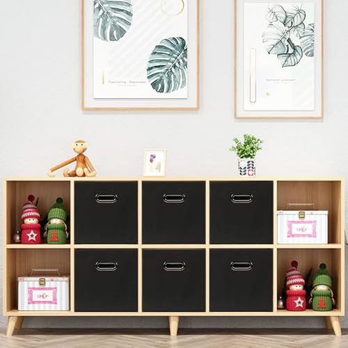 Fabric storage bins Cubes, Fabric Cube Organizer with Handle, Foldable Cube Bins for Cloth or Accessary Storage, 11x11x11, Set of 8, (Black) - color: Black, size: 8 Pack