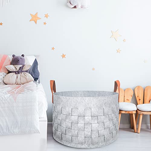 BOLDMONKEY Blankets Basket 20" x20 " x11.8 ", Large Storage Baskets for Organizing Round, Living Room Dog Toy Bin for Dirty Clothes, Pillows, Towel-Light Gray - color: Light Gray