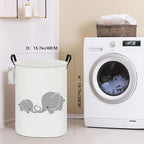FANKANG Storage Basket, Nursery Hamper Canvas Laundry Basket Foldable with Waterproof PE Coating Large Storage Baskets for Kids Boys and Girls, Office, Bedroom, Clothes,Toys（Love Elephant） - color: Love Elephant