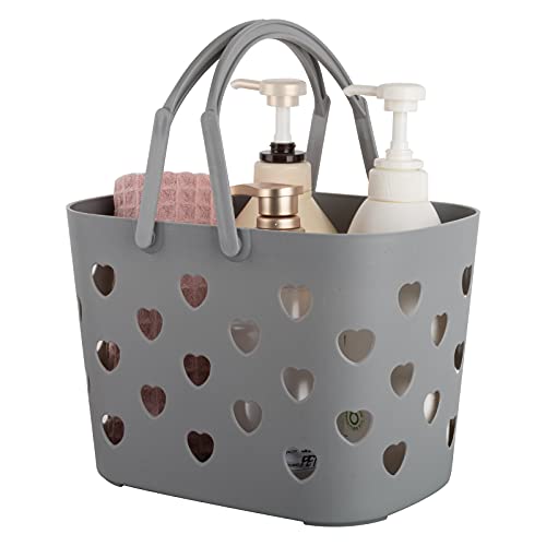 Anyoifax Portable Shower Caddy Tote Plastic Storage Basket with Handle Box Organizer Bin for Bathroom, Pantry, Kitchen, College Dorm, Garage - Grey - color: Grey, size: 1 Pack