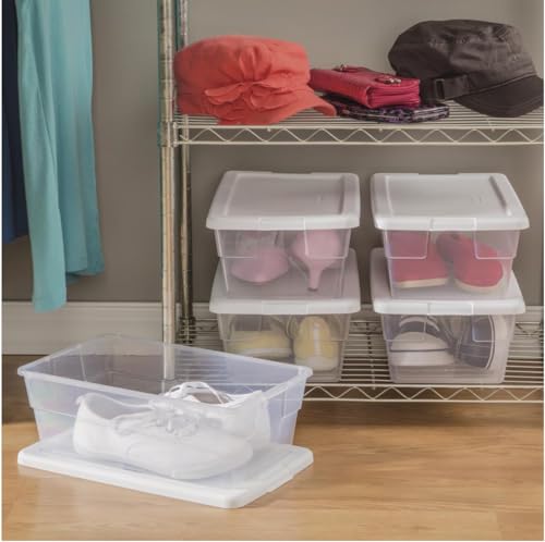 STERILITE 6-Quart Storage Bin Shoe Box - Clear (4)