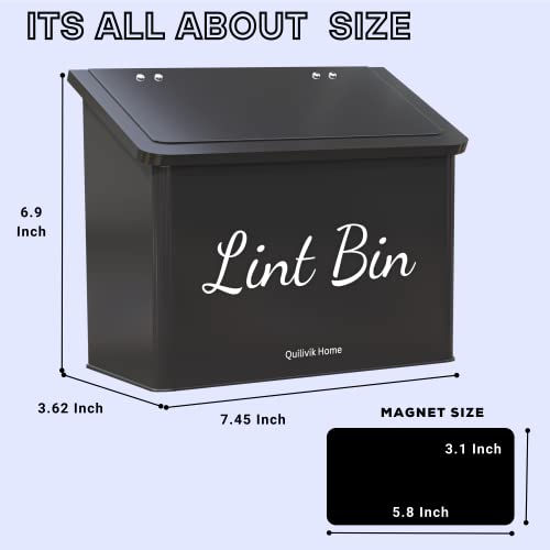 Metal Magnetic Lint Bin With Lid For Laundry Room Decor With Small Lint Holder Bin| Metal Box| Lint Holder Bins for Organzation (Black, Small) - color: Black