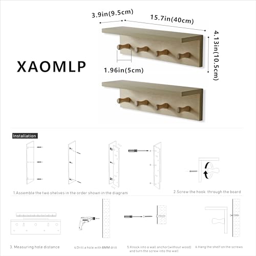 Entrance Coat Rack ，Coat Hooks, Wall-Mounted Wooden Hook Rack, Wall-Mounted Shelves are Very Suitable (Birch Color Finish—A-2) - style: Birch color finish—A-2