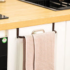 2 Pieces Metal Towel Bar Kitchen Cabinet Steel Towel Rack Bar for Hanging on Inside or Outside of Doors, Home Kitchen Bathroom(Brown) - color: Brown