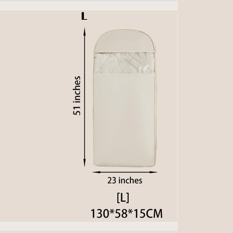 Space Saving Hanging Garment Bag with Self Compression Zipper - Organizer for Closet(Beige,L) - color: Beige, size: L