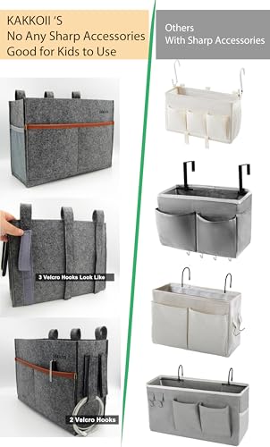 Bedside Caddy, Hanging Storage Bag, Chair Organizer Caddy, Remote, Magazine, Drink Bottle, Cell Phone Holder with Fixed Straps for Hospital Bed, Dorm Bed, Baby Stuff, Office (Grey Small)