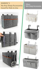 Bedside Caddy, Hanging Storage Bag, Chair Organizer Caddy, Remote, Magazine, Drink Bottle, Cell Phone Holder with Fixed Straps for Hospital Bed, Dorm Bed, Baby Stuff, Office (Grey Small)