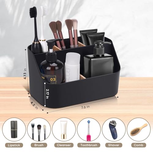 Set of 2Toothbrush Holder for Bathrooms,Bathroom Organizer Countertop,5Slot Electric Toothbrush Toothpaste Holder Razor Lotion Stand Caddy,Large Capacity Vanity Office Corner Accessories Storage Black - color: Black, size: Large (2 Pack)