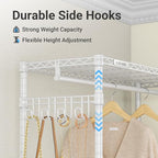 VIPEK R2 Medium Heavy Duty Clothes Rack Rolling Clothing Rack Adjustable Metal Wire Shelving Portable Closets with Double Hanging Rods, Side Hooks, Freestanding Closet Racks Wardrobe, White - color: White, size: R2 Medium