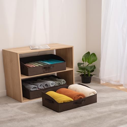 3 Pack Closet Organizers, Foldable Clothes Storage Organizers with Handles, Large Capacity, Sturdy Drawer Storage Boxes for Clothing, Underwear, Books, Shelves, Wardrobe Organizing, Brown - color: Brown