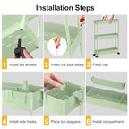 SPACELEAD Slim Storage Cart 3 Tier,Bathroom Organizer Rolling Utility,Mobile Shelving Unit Slide Out for Office, Kitchen, Laundry Room & Narrow Places，Green - color: Green