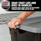 Rubbermaid Garage Storage Bins Black Plastic Stackable Storage with 3-Pack 31 GAL Capacity, Totes for Storage Home Organization Durable - Heavy Duty (31 GAL - 3 Pack Solid Black and Grey) - size: 31 Gal - 3 Pack