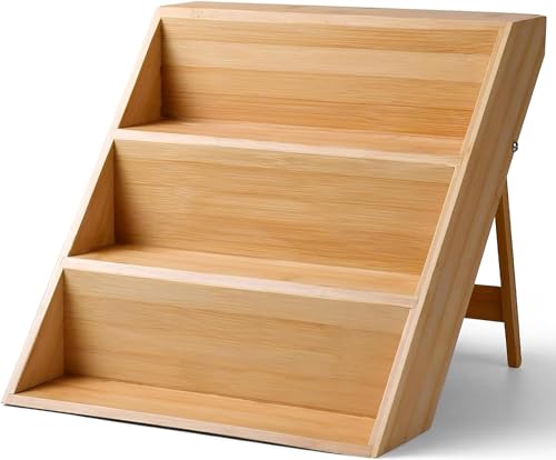 RoyalHouse Bamboo Spice Rack Organizer for Kitchen Cabinet, Countertop Display Shelf- 3 Tier Shelf -Space Organizer for Kitchen and Bathroom (Pack of 6) - color: Bamboo Spice Rack Pack of 6