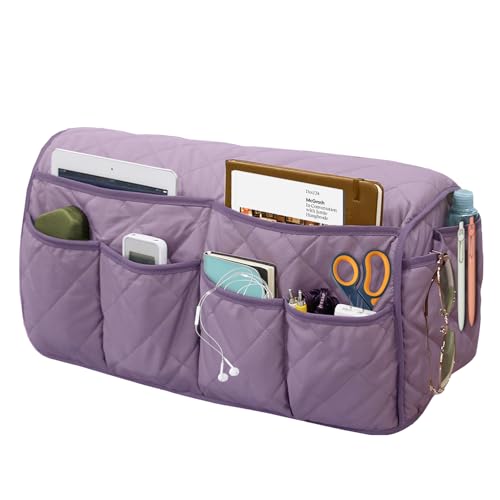 Armchair Caddy, Sofa Armrest Organizer, Non Slip Recliner Organizer, Remote Control Holder for Recliners, Recliner Arm Caddy with 14 Pockets Storage for TV Remote, Phone, Magazine (Purple) - color: Purple
