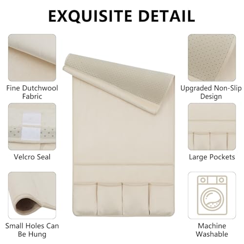Remote Control Holder for Armchair，Couch Caddy Organizer TV Remote Holder for Bed Storage 5 Pockets，Remote Caddy Bedside Organizer Bedside Table Organizer (Beige, 35''x18'') - color: Beige, size: 35''x18''