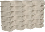 Akro-Mils 30220 AkroBins Plastic Storage Bins, Space-Saving Stackable Bins for Garage, Pantry, Craft Organization, 7" x 4" x 3", Stone, 24-Pack - color: Stone