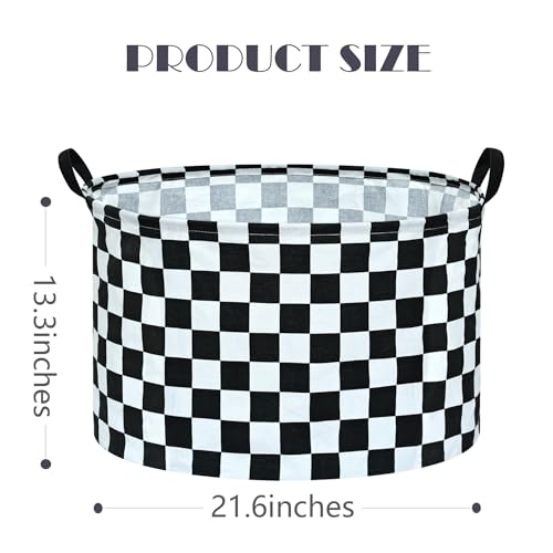 Checkered Storage Basket Extra Large 80L Kids Hamper Baby Laundry Basket Waterproof Toys Car Organizer Collapsible Canvas for Home/Dorm/Pet/Office/Closet/Shelf/Gift Baskets - color: Checkered