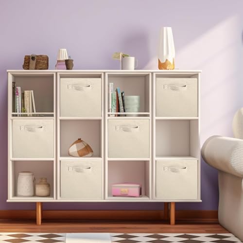 PowerKing Collapsible Storage Cubes with Handles, Fabric Foldable Bins for Closet Shelves, Durable Organization Storage Bins, 10.5'' x 11'' x 10.5'', 2 Pack, Cream - color: Cream, size: 2Pack