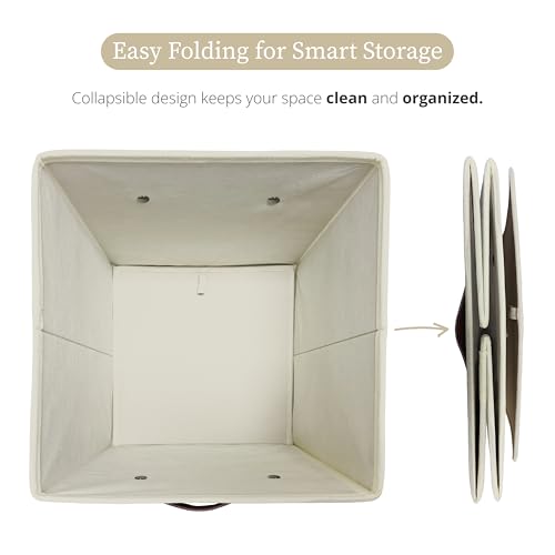 DECOMOMO Storage Bins, Cube Storage Bin with Labels, Fabric Storage Cubes for Shelves (10.5" x 11" / 6pcs, Beige) - color: Beige, size: Cube 11" / 6pcs